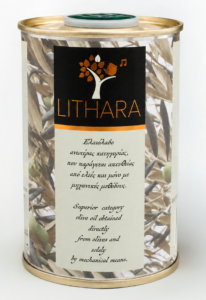 Lithara 250ml extra virgin olive oil tin on a white background